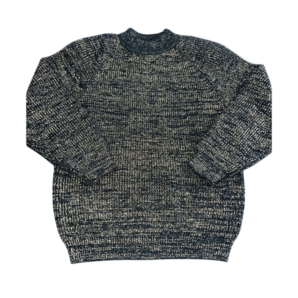 UEC VINTAGE LINDSEY BLAKE BLACK & GOLD THREADS TIGHT KNIT PULLOVER SWEATER SZ M